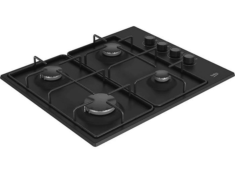 Placa de gas - Beko HIGG 64123 SB, 4 zone(s) zonas, 61 cm, Negro