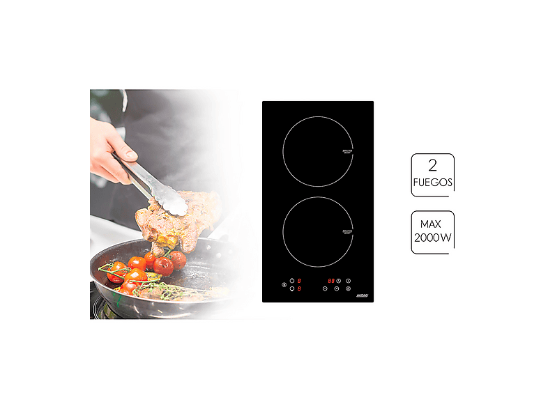 Placa de inducción - Mpm 30-IM-06, 9999 l zonas, 520 mm, Negro
