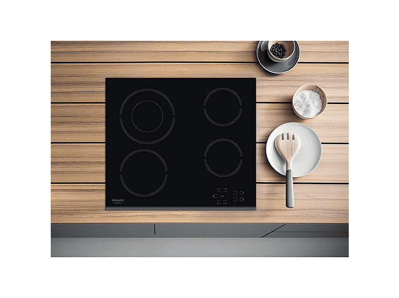 Placa de vitrocerámica - Hotpoint HR 632 B, 4 zone(s) zonas, 580 mm, Negro
