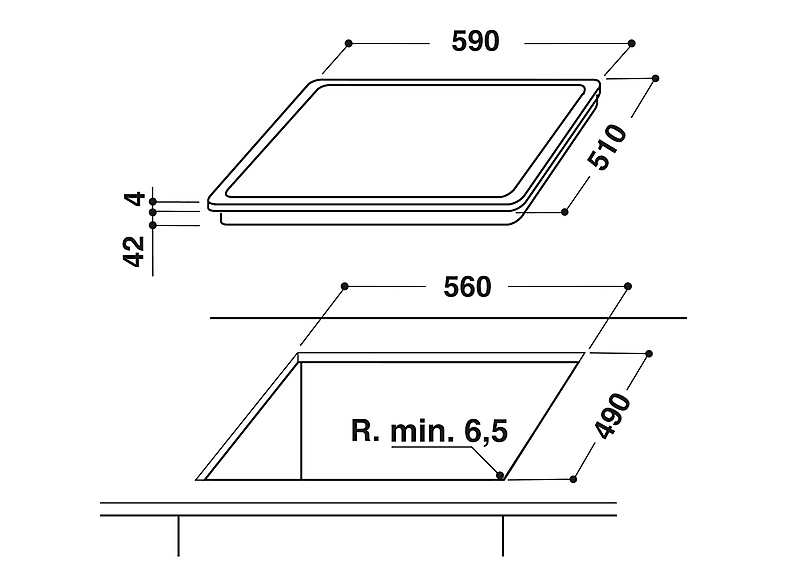 Placa de vitrocerámica - Hotpoint HR 632 B, 4 zone(s) zonas, 580 mm, Negro