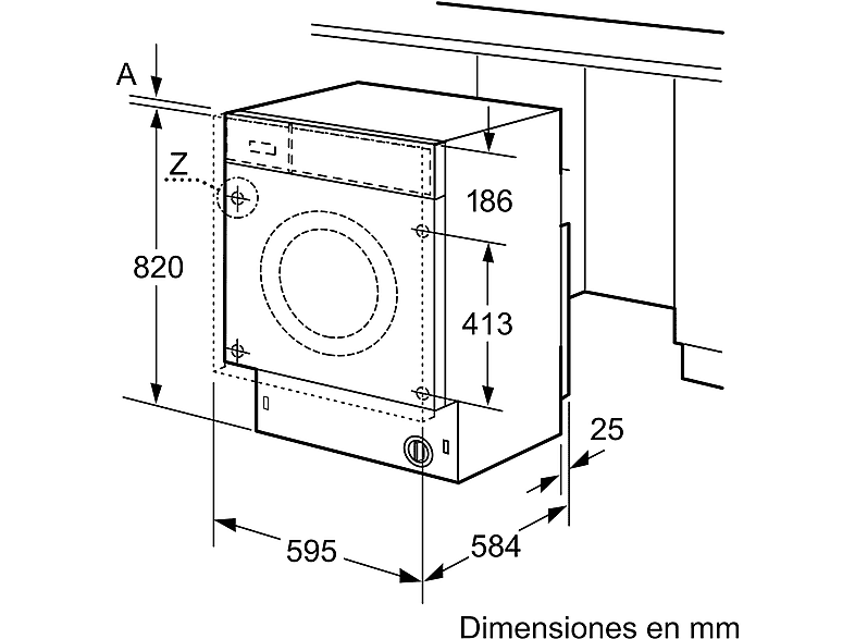 Lavadora secadora integrable - Siemens WK12D322ES, IQ300, 7 kg+4kg, 1200 rpm, 9 programas, Display XL, Inicio diferido 24 hs, Blanco