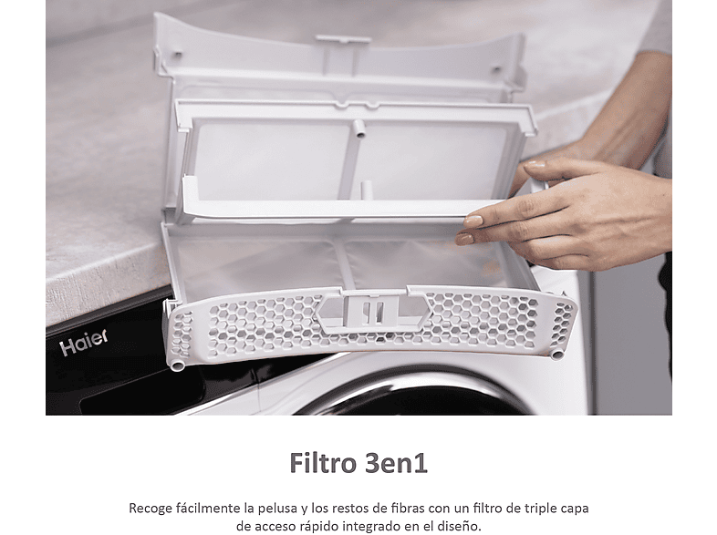Secadora bomba de calor - Haier I-Pro Series 7 HD90-A3979-S, 9kg, 14 programas, Tambor XL con LED, Antiarrugas, Blanco