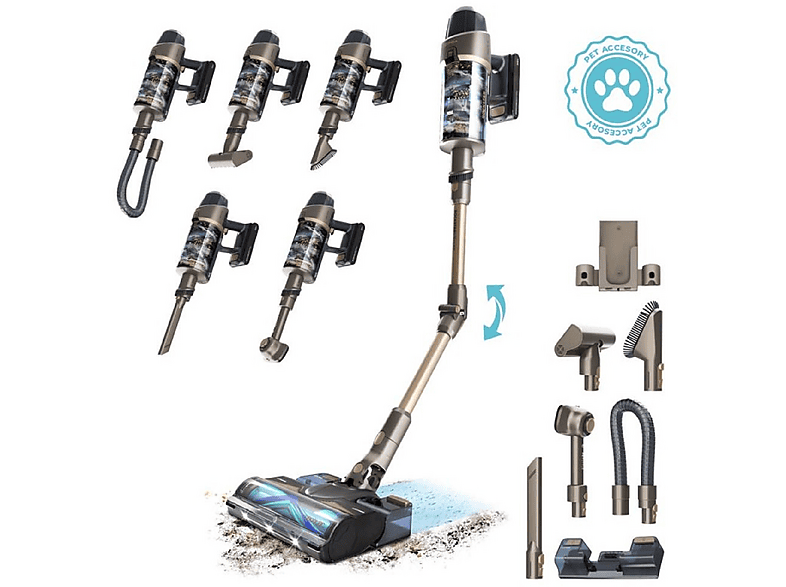 Aspirador escoba - Cecotec 666 ROCKSTAR 12500 STELLAR AQUAPET FLEX, 700 W, Potencia de succión 310 AirWatt, Depósito 0,5 l, Autonomía 120 min, Negro