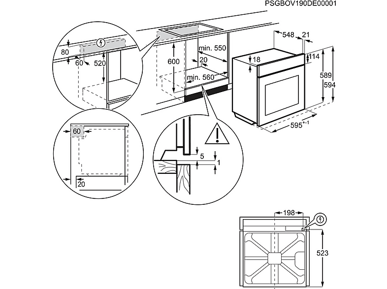 Horno - Electrolux EOF3H54X, Multifunción, Esmalte fácil limpieza, 72 l, Función Grill, 60 cm, Inox