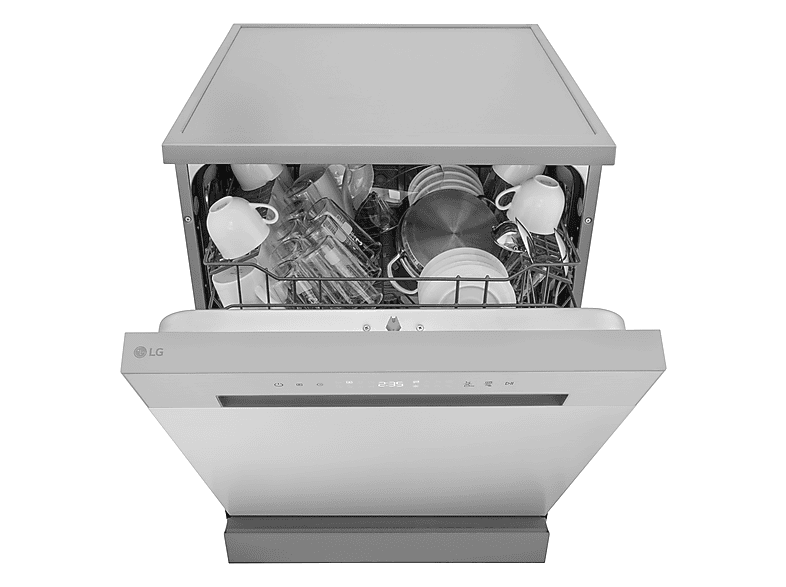 Lavavajillas libre instalación 60 cm - LG DF030FL, 13 servicios, 8 programas, 60 cm, Plata