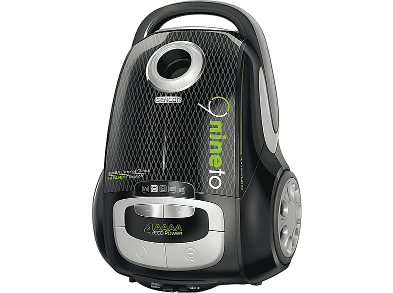Aspirador con bolsa - Sencor SVC 9000BK, 800 W, Depósito 4 l, Negro, Verde, Plata