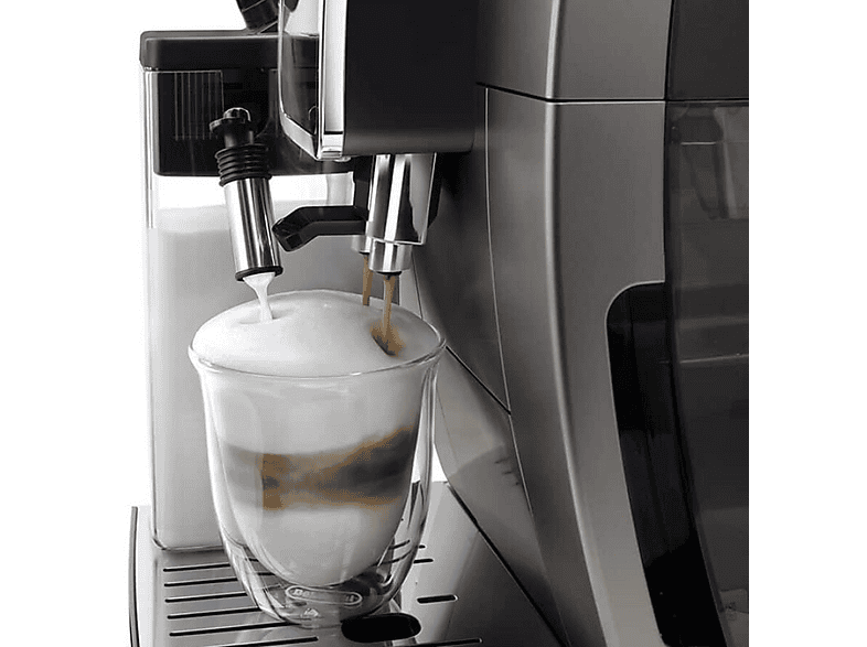 Máquina espresso - Hama Dinamica Plus ECAM 380.95.TB, 15 bar, 1450 W, 1 l, 2 tazas, Negro, Titanio