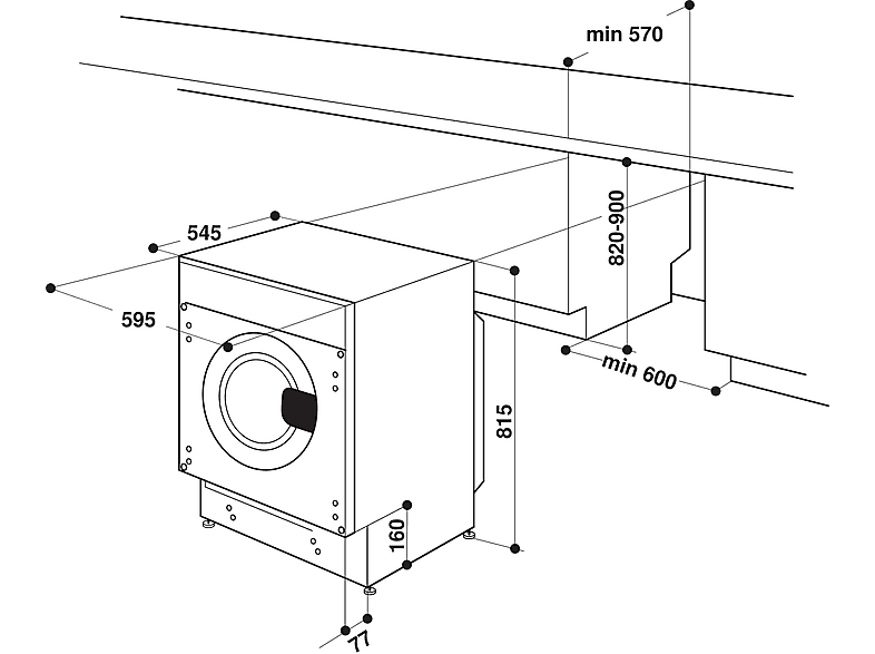 Lavadora integrable - Indesit BI WMIL 71252 EU N, 7 kg, 1200 rpm, Push&Wash, 14 programas, Sin panelar