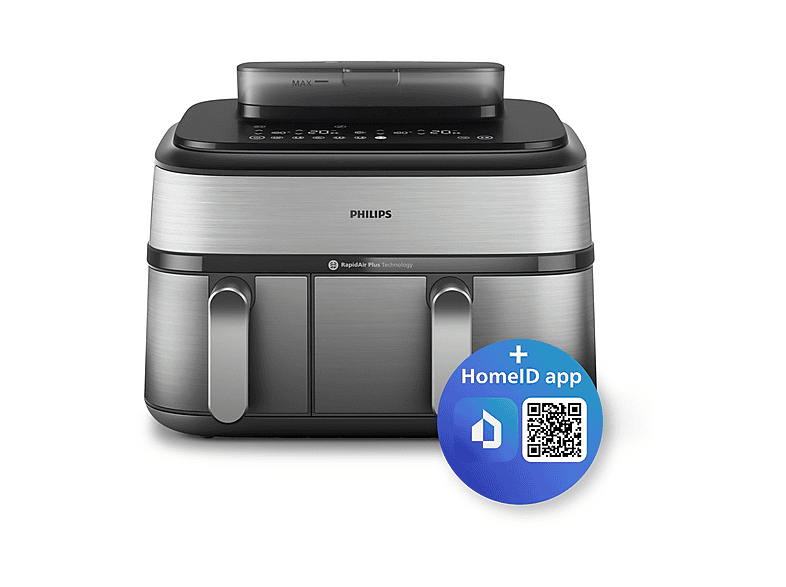 Freidora de aire - Philips NA555/00, 2750 W, 9 l, Plata