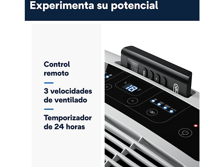 Aire acondicionado portátil - De Longhi, De'Longhi Pinguino PACEMK82, 2350 frig/h, 2.4kW, 80m³, 3 en 1, Función deshumidificador, 63dB, Blanco