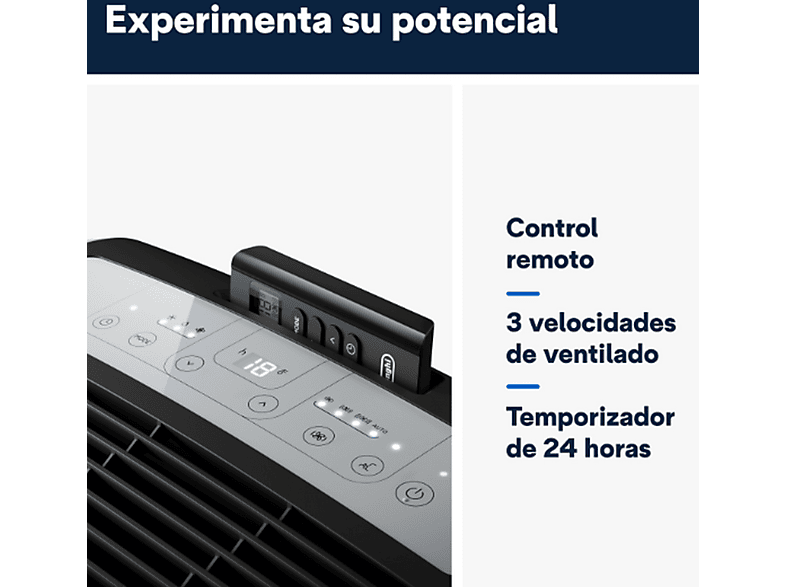 Aire acondicionado portátil - De Longhi, De'Longhi Pinguino PAC EM90 Silent, 2450 fg/h, 2.5kW, 90m³, 3 en 1, Temporizador, 63dB, Gas Eco-Friendly