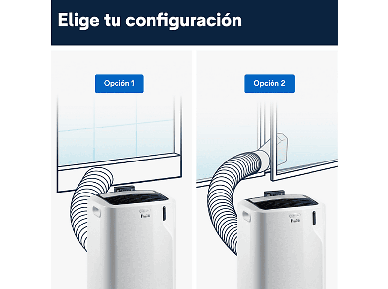 Aire acondicionado portátil - De Longhi, De'Longhi Pinguino PAC EM90 Silent, 2450 fg/h, 2.5kW, 90m³, 3 en 1, Temporizador, 63dB, Gas Eco-Friendly