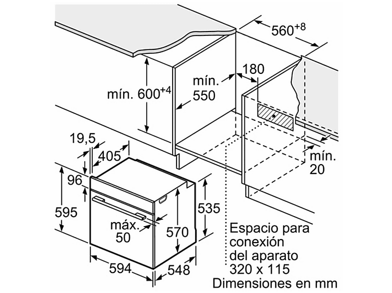 Horno multifunción - Balay 3HB5159N3, Integrable, Hidrolítica, 71 l, 59,4 cm, Cristal Negro