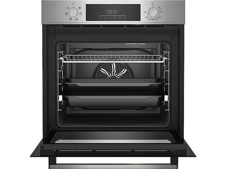 Horno - Beko BBIE123001XD, Multifunción, Limpieza Hidrólitica, 72l, 59.4 cm, Tecnología Aeroperfect, Pantalla LED, Inox