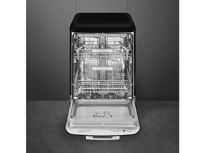 Lavavajillas - Smeg LVFABBL3, 13 Servicios, 11 Programas, 59 cm Ancho, Libre Instalación, Negro