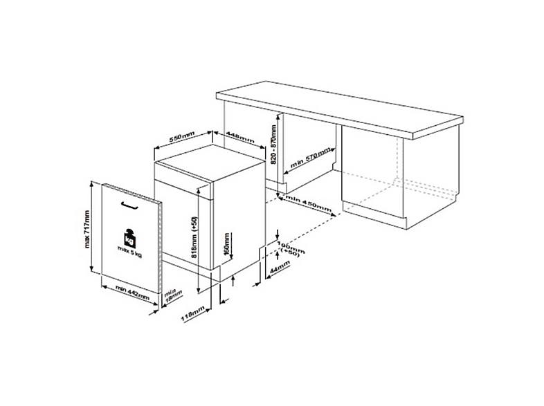 Lavavajillas integrable - Beko DIS35023, 10 servicios, 5 programas, 45 cm, Media carga, ProSmart, Sin panelar