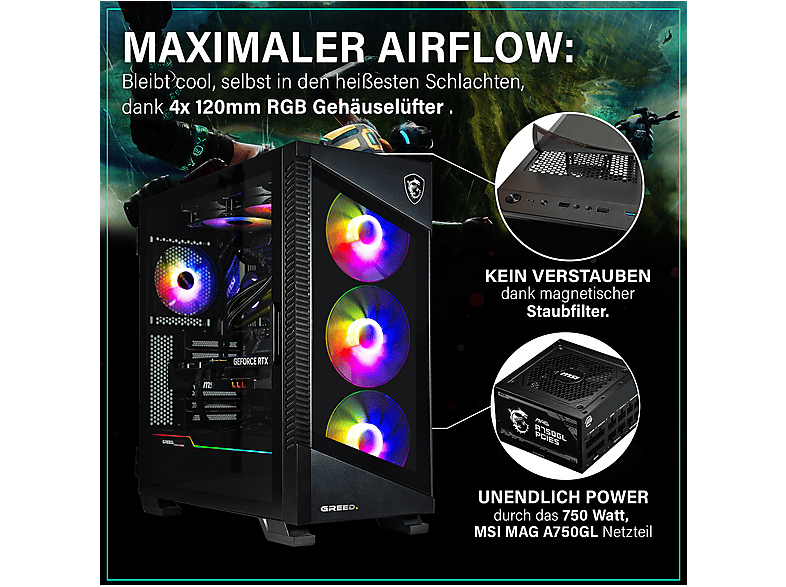 PC Gaming - Greed MK5 AMD, AMD Ryzen 5 9600X, 32 GB RAM, 1 TB SSD, GeForce RTX™ 5070 Ti, Windows 11 Pro, Negro