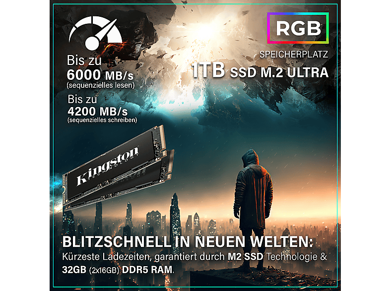 PC Gaming - Greed MK5 AMD, AMD Ryzen 5 9600X, 32 GB RAM, 1 TB SSD, GeForce RTX™ 5070 Ti, Windows 11 Pro, Negro
