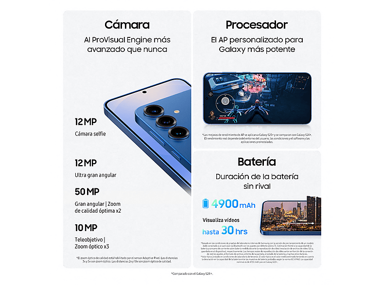 Smartphone - Samsung Galaxy S25+, Blue, Móvil Android, 512 GB, 12 GB RAM, 6,7 " Dynamic AMOLED  3088x1440 WQHD+, 4900 mAh