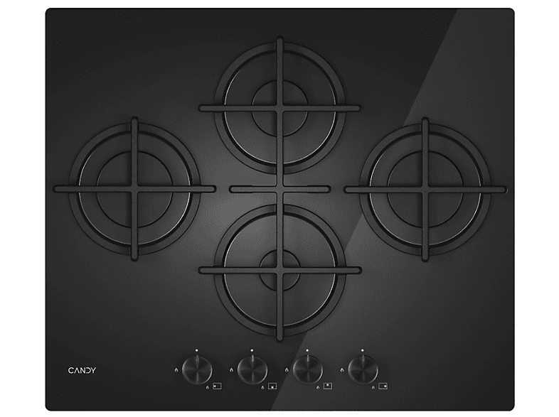 Placa de gas - Candy 33803485, 4 zone(s) zonas, NG + LPG (Butane), 595 mm, Negro