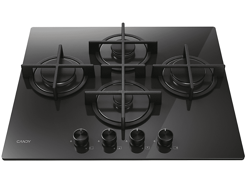 Placa de gas - Candy 33803485, 4 zone(s) zonas, NG + LPG (Butane), 595 mm, Negro