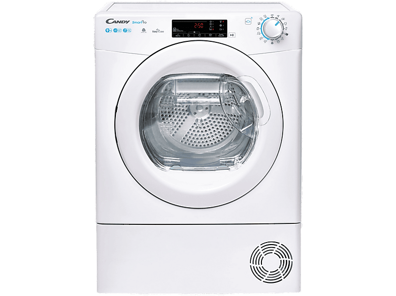 Secadora bomba de calor - Candy Smart Pro CSOE H9A2TE-S, 9kg, 15 programas, Wi-Fi, Función anti-arrugas, Blanco