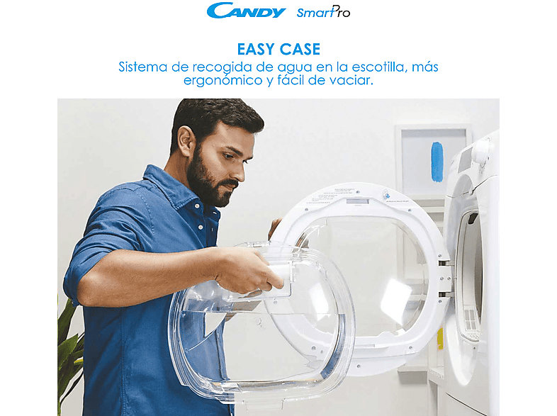 Secadora bomba de calor - Candy Smart Pro CSOE H9A2TE-S, 9kg, 15 programas, Wi-Fi, Función anti-arrugas, Blanco