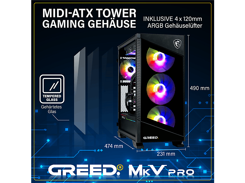 PC Gaming - Greed MK5 INTEL Pro, Intel Core i9 12900KF, 32 GB RAM, 2 TB SSD, GeForce RTX™ 5080, Windows 11 Pro, Negro
