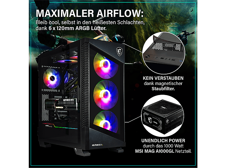 PC Gaming - Greed MK5 INTEL Pro, Intel Core i9 12900KF, 32 GB RAM, 2 TB SSD, GeForce RTX™ 5080, Windows 11 Pro, Negro