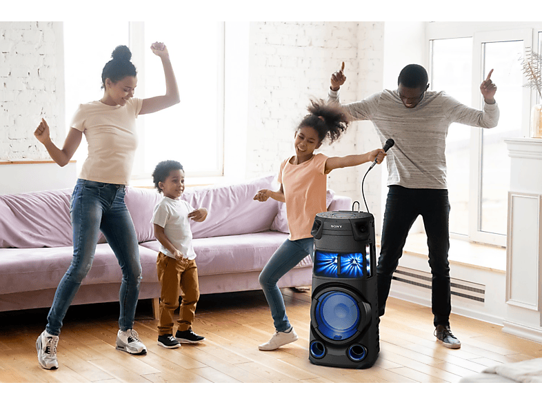 Altavoz de gran potencia - Sony MHC-V43D.CEL, 4.1 Canales, Iluminación ambiental, Karaoke, Bluetooth, Mega Bass, Radio, Negro