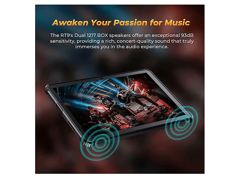 Tablet - Oukitel RT9 Tablet Rugerizada, 256 GB, Negro, 10,1 " WQVGA, 6 GB RAM, Unisoc Tiger T606 2X1.6GHz- Cortex-A75 6X1.6GHz-Cortex-A55