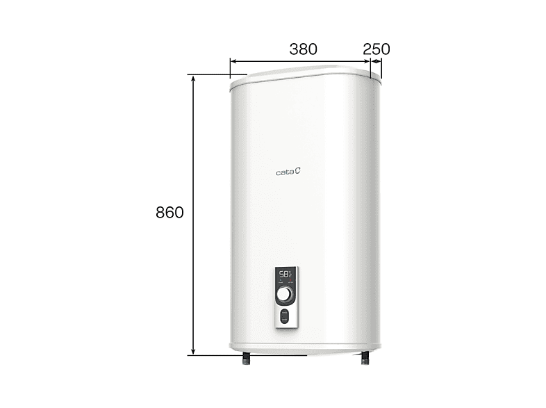 Termo eléctrico - Cata CTRS-50 E-SMART REV SLIM, 50 l, Blanco