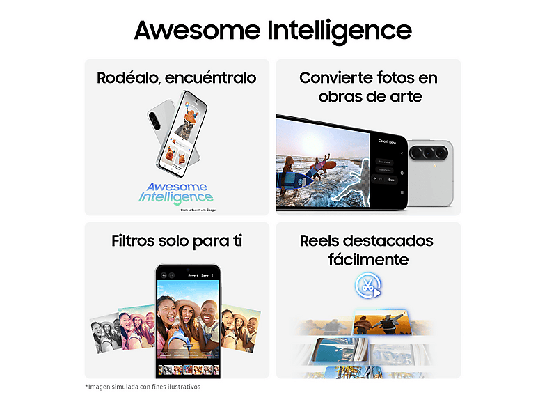 Smartphone - Samsung A56 6.6P/5G/8N/8+128GB/B, Negro, Móvil Android, 8 GB RAM, 6,7 " FHD+ Super AMOLED, Exynos 1580, 5,000 mAh