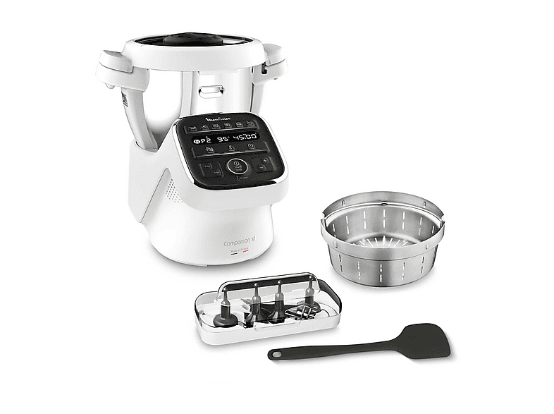 Robot de cocina - Moulinex HF80DB COMPANION XL 12 PROGRAMAS, 1550 W, 4,5 l, Blanco, Gris
