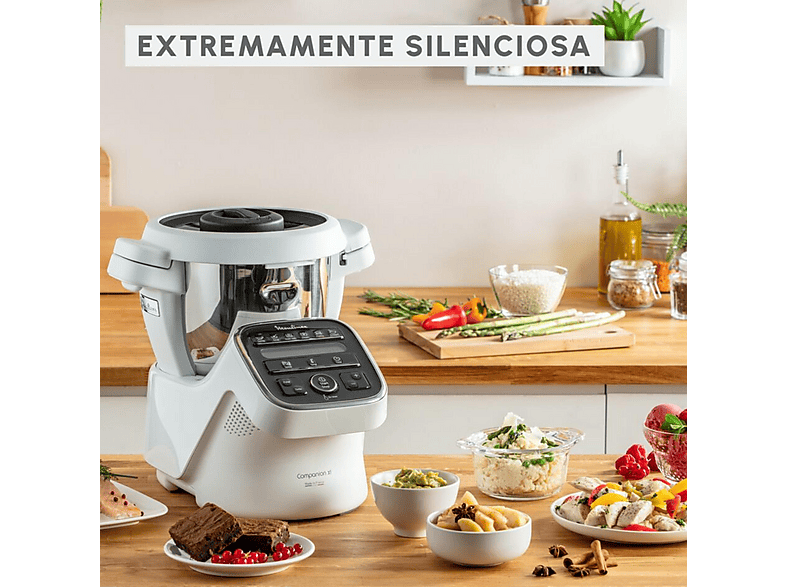 Robot de cocina - Moulinex HF80DB COMPANION XL 12 PROGRAMAS, 1550 W, 4,5 l, Blanco, Gris