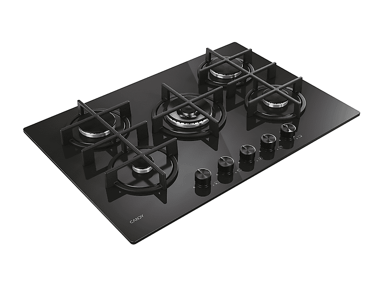 Placa de gas - Candy CVG74WTB, 5 zone(s) zonas, NG + LPG (Butane), 750 mm, Negro