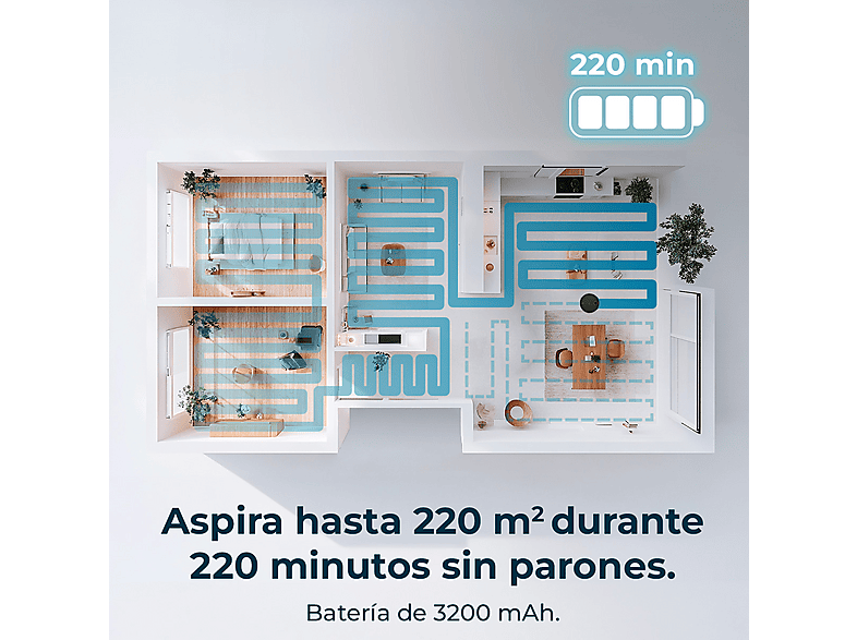 Robot aspirador - Cecotec Conga 7690 Immortal Max, 45 W, Potencia de succión 5000 kPa, Depósito 500 ml, Autonomía 120 min, negro