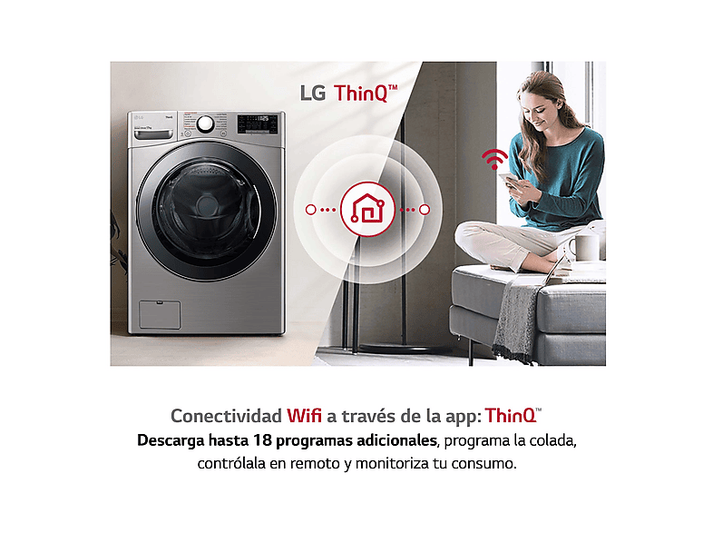 Lavadora carga frontal - LG F1P1CY2T, Serie XXL, 17 kg, 1100rpm, TurboWash™ con Jet Spray, Inox