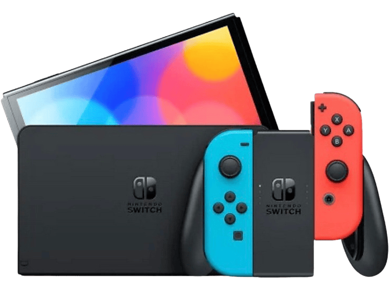 Consola - Nintendo Switch OLED, 7", Joy-Con, 64 GB, Azul y Rojo Neón