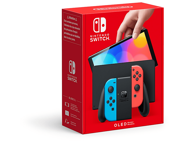Consola - Nintendo Switch OLED, 7", Joy-Con, 64 GB, Azul y Rojo Neón