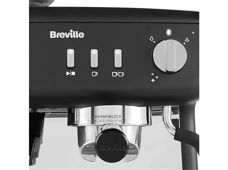 Cafetera express - Breville Barista Max+ VCF152X, 1600 W, 15 bar, Hasta 3 tazas, Molinillo Tap&Go, Negro