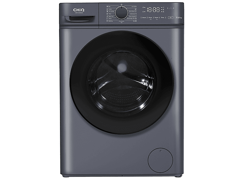 Lavadora carga frontal - Chiq CW07123863AX, 7 kg, 1200 rpm, 16 programas, Gris oscuro
