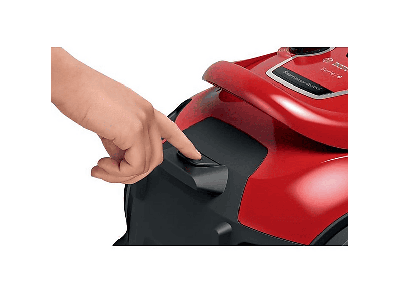Aspirador sin bolsa - Bosch Serie 6 BGC41Q69, 600 W, Potencia de succión 600 W, Depósito 2,4 l, Rojo