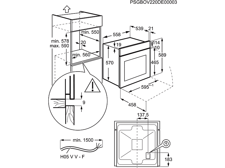 Horno - Electrolux EOF3H50BX, Multifunción, Limpieza por agua, 65 l, Pantalla LED, 60 cm, Inox