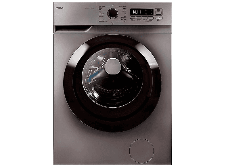 Lavadora carga frontal - Teka WMK 40840 INOX, 8 kg, 15 programas, Acero inoxidable