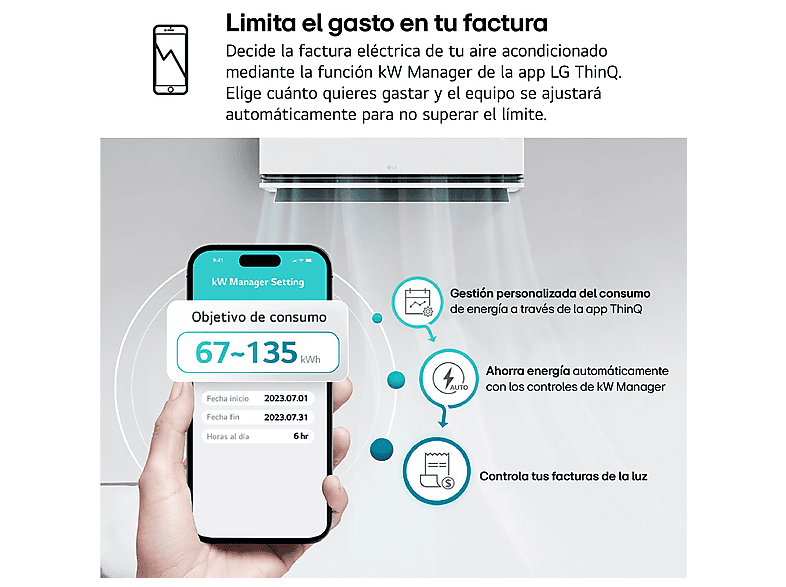 Aire acondicionado Split 1 x 1 - LG MAGNA09MX.SET, 2150 fg/h, Función Inverter, Blanco