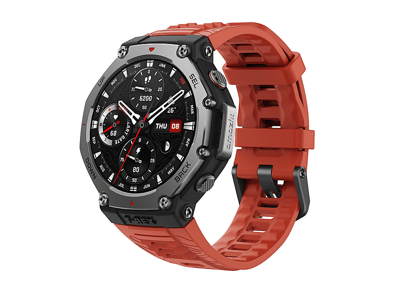 Smartwatch - Amazfit T-REX 3 LAVA RED, 22 mm, Polímero, Acero inoxidable
