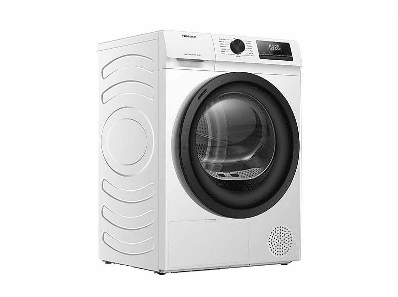 Secadora bomba de calor - Hisense DHQE800BW2 , Eléctrico, 8 kg, 16 programas, Blanco