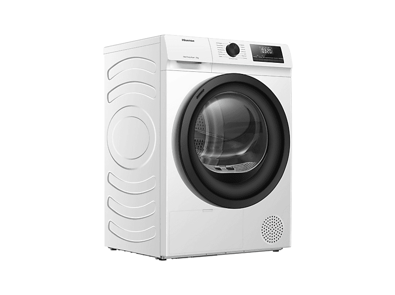 Secadora bomba de calor - Hisense DHQE800BW2 , Eléctrico, 8 kg, 16 programas, Blanco