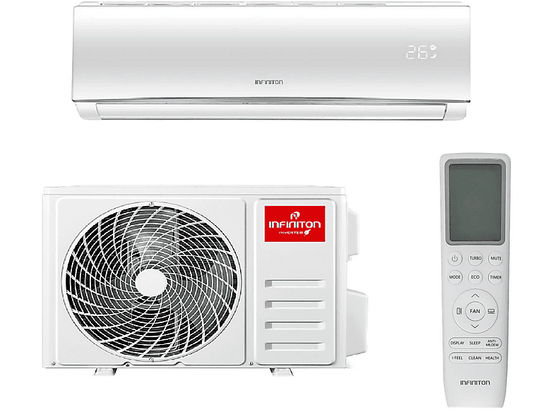 Aire acondicionado Split 1x1 - Infiniton SPTSE09A2, 9000 fg/h, Función Inverter, Blanco